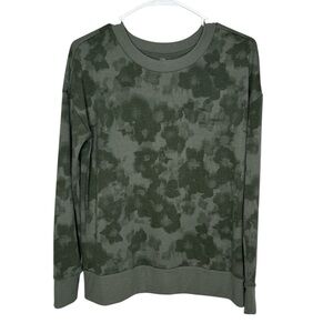 Mondetta Women's Green Active Printed Crewneck Long Sleeve Top Size Small